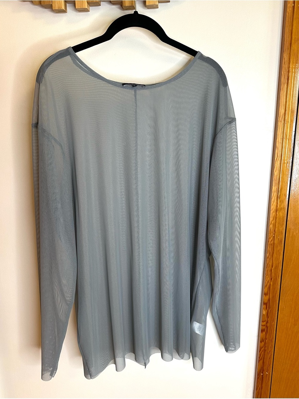 Universal Standard Thames Fog long sleeved top - grey mesh - size S 14/16